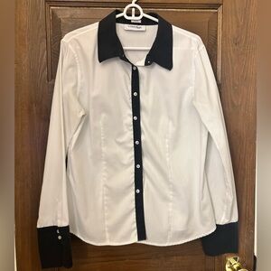 Calvin Klein Black and White Blouse Professional Style